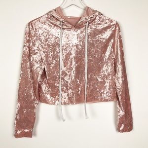Velvet Cropped Hoodie